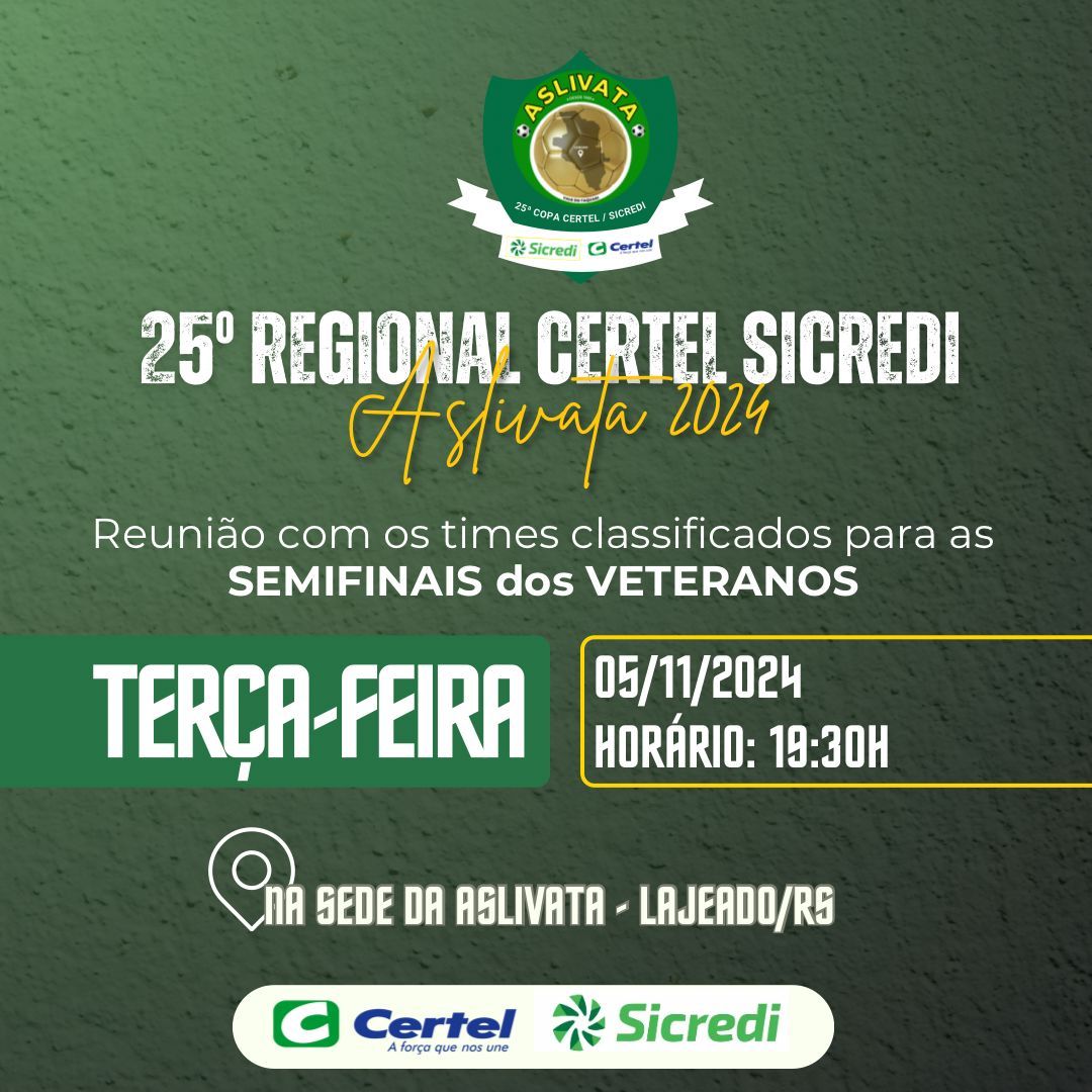 Reunião com Clubes classificados para 3ª fase do Regional Veteranos